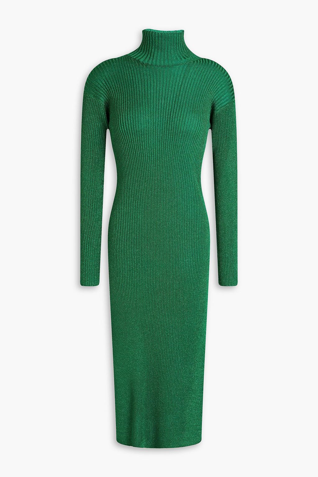 BAUM UND PFERDGARTEN Crisana metallic ribbed-knit midi turtleneck dress ...