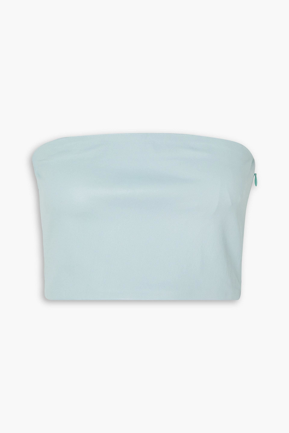 Sprwmn Strapless Cropped Leather Top In Sky Blue