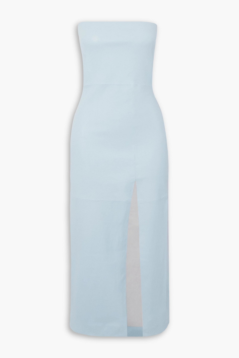 Sprwmn Strapless Leather Midi Dress In Sky Blue | ModeSens