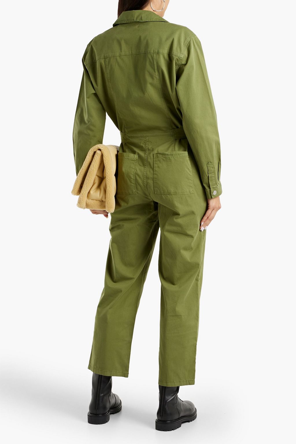 GOOD AMERICAN Organic cotton-blend twill jumpsuit