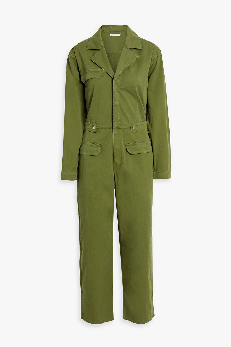 Good American Organic Cotton-blend Twill Jumpsuit In Leaf Green