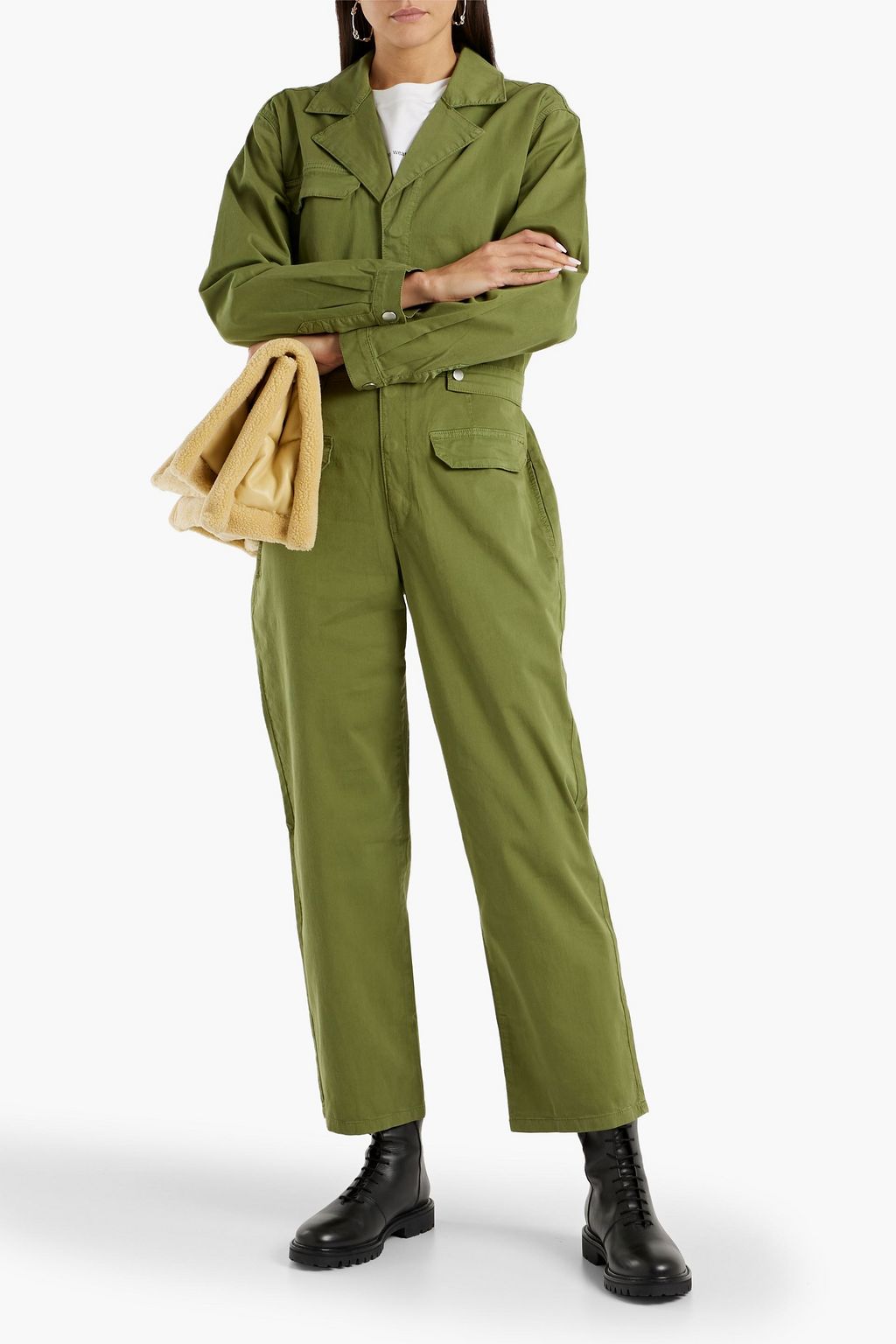GOOD AMERICAN Organic cotton-blend twill jumpsuit
