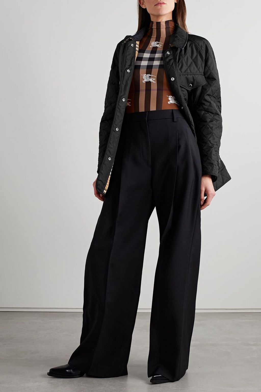 BURBERRY Belted padded quilted shell jacket