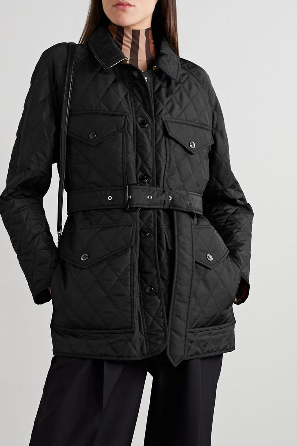 BURBERRY Belted padded quilted shell jacket