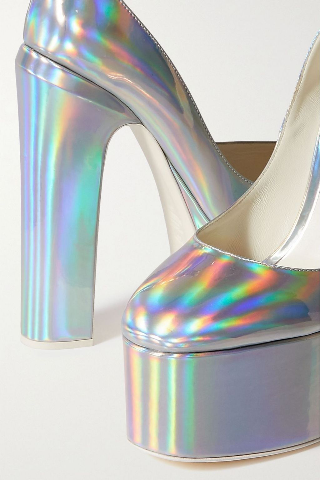 VALENTINO GARAVANI Tan-Go 155 iridescent patent-leather platform pumps