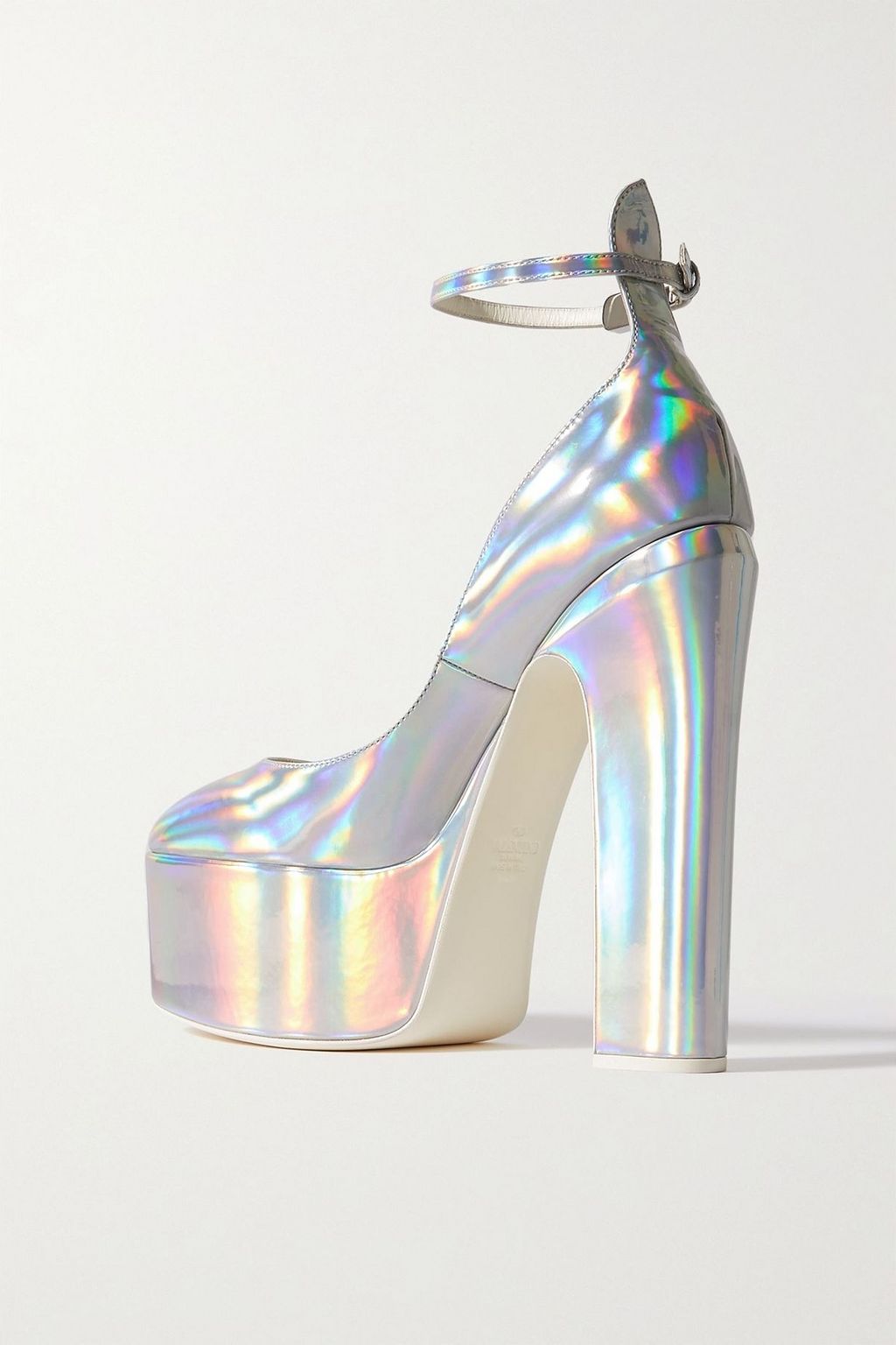 VALENTINO GARAVANI Tan-Go 155 iridescent patent-leather platform pumps