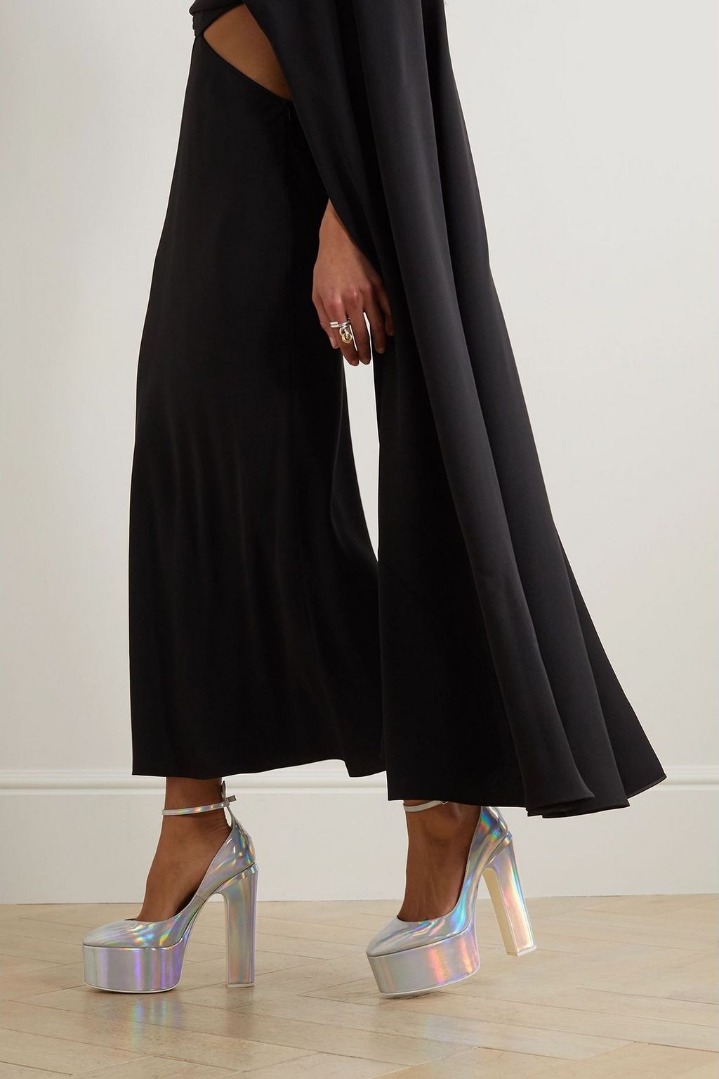 VALENTINO GARAVANI Tan-Go 155 iridescent patent-leather platform pumps