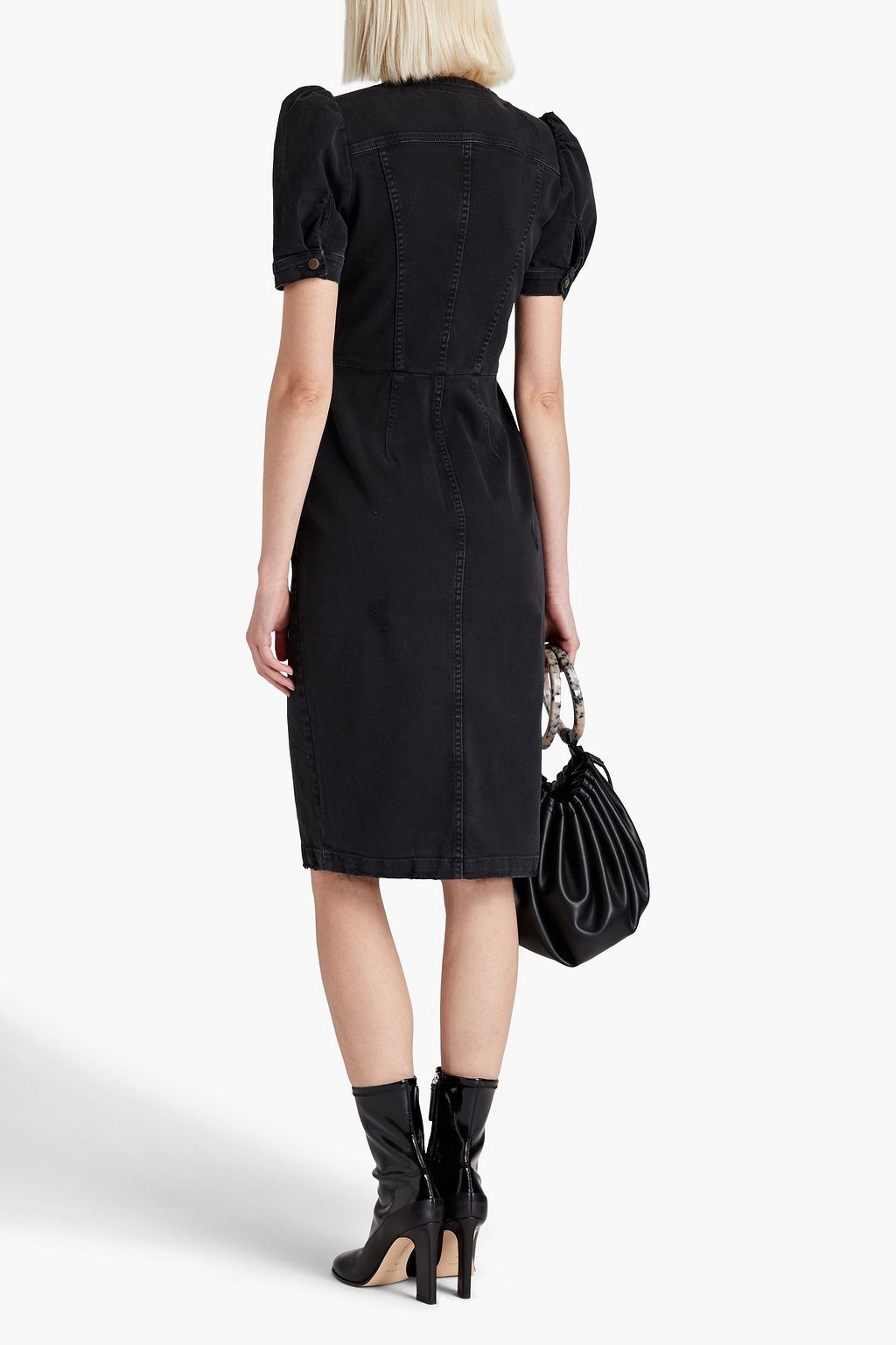 RETROFÊTE Annie distressed denim shirt dress
