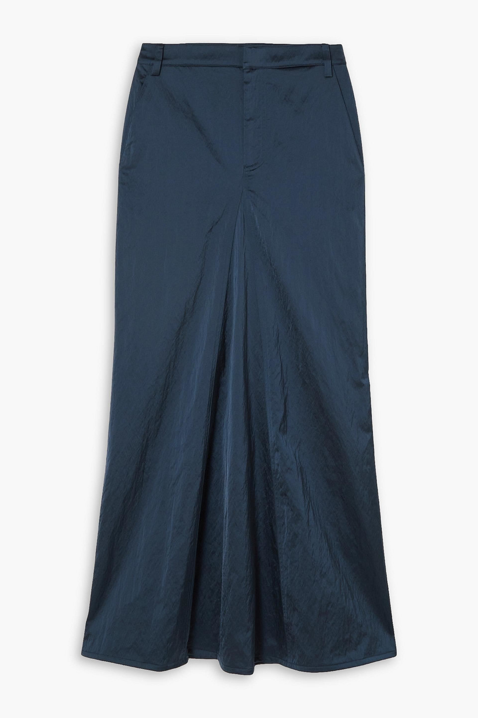 Tibi Crinkled-satin Maxi Skirt In Navy