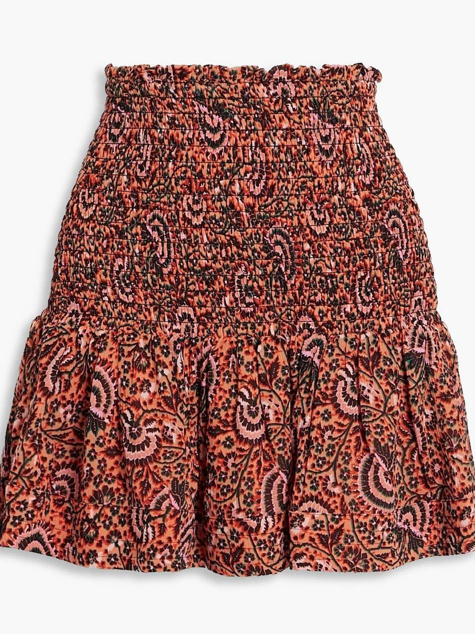 kade shirred printed silk-crepe mini skirt