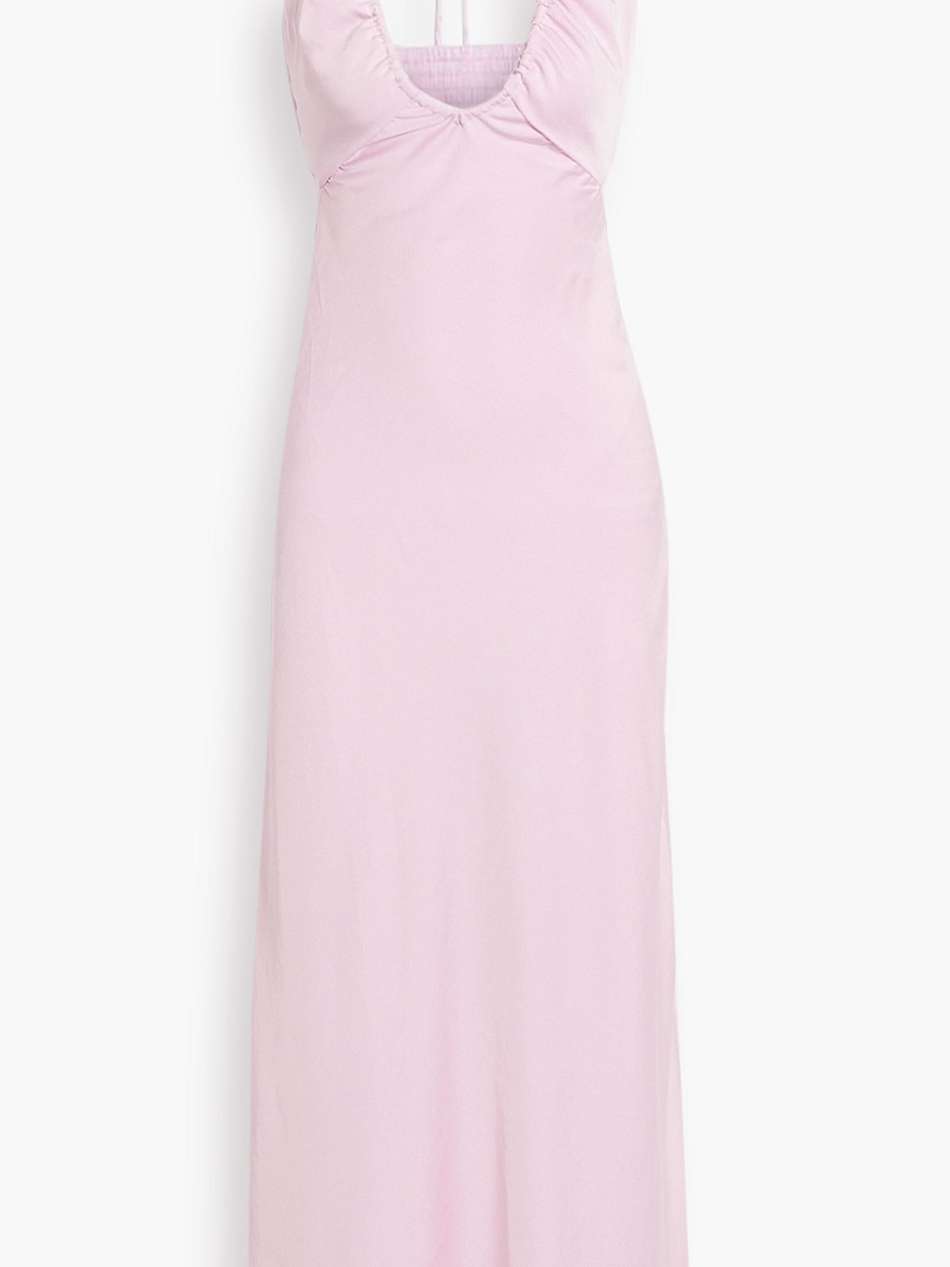sienna cutout shirred satin midi dress