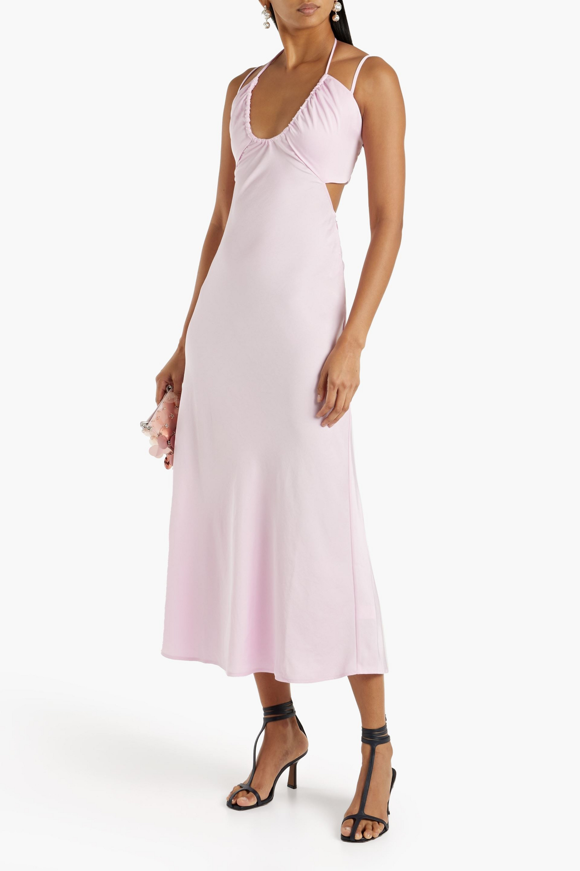 A.L.C. Sienna cutout shirred satin midi dress