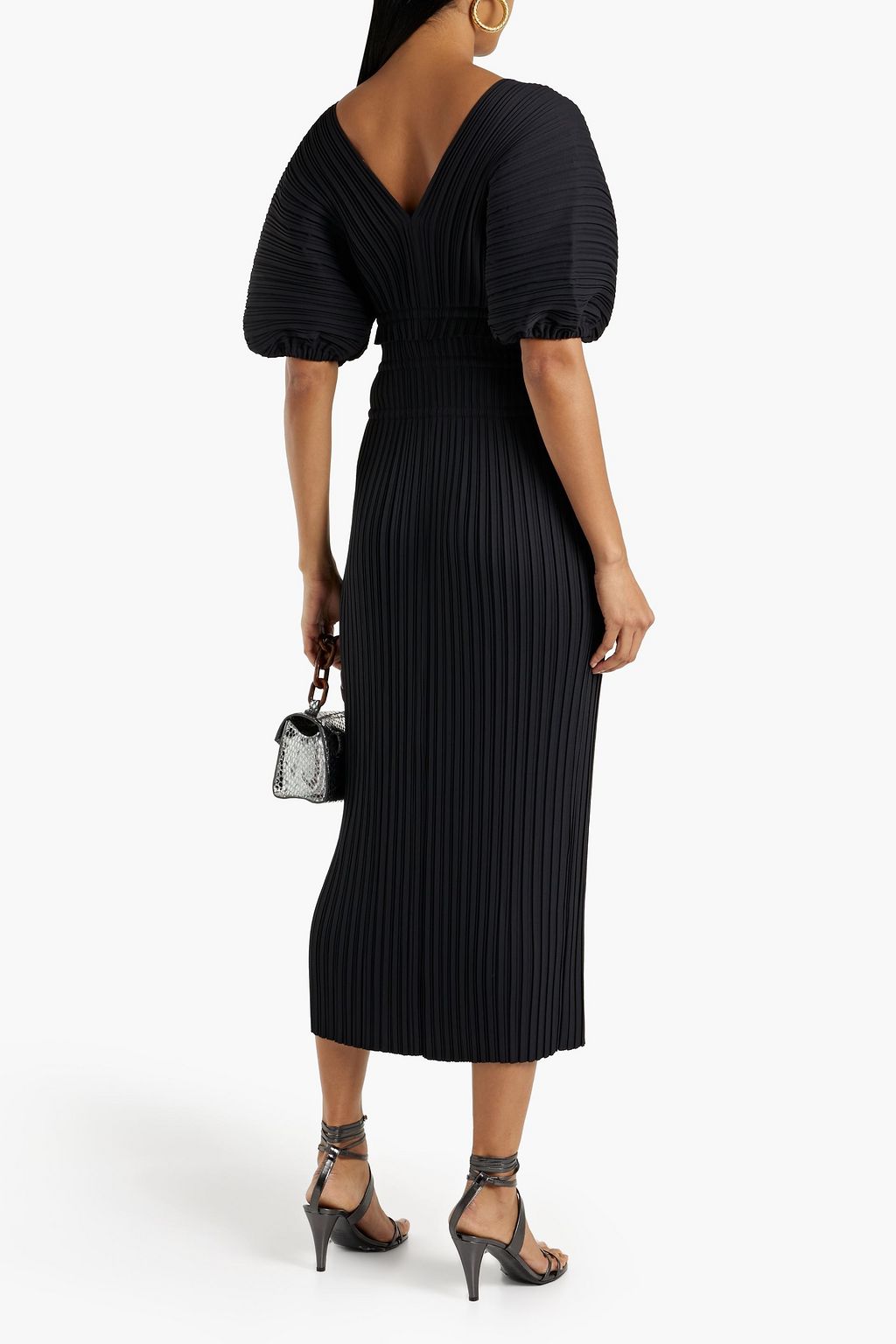 A.L.C. Stella plissé-woven midi dress