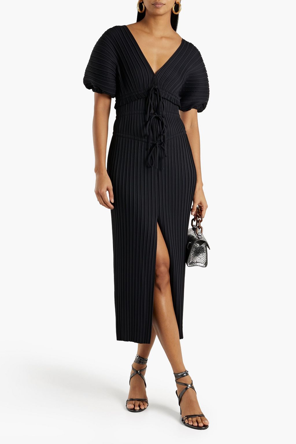 A.L.C. Stella plissé-woven midi dress