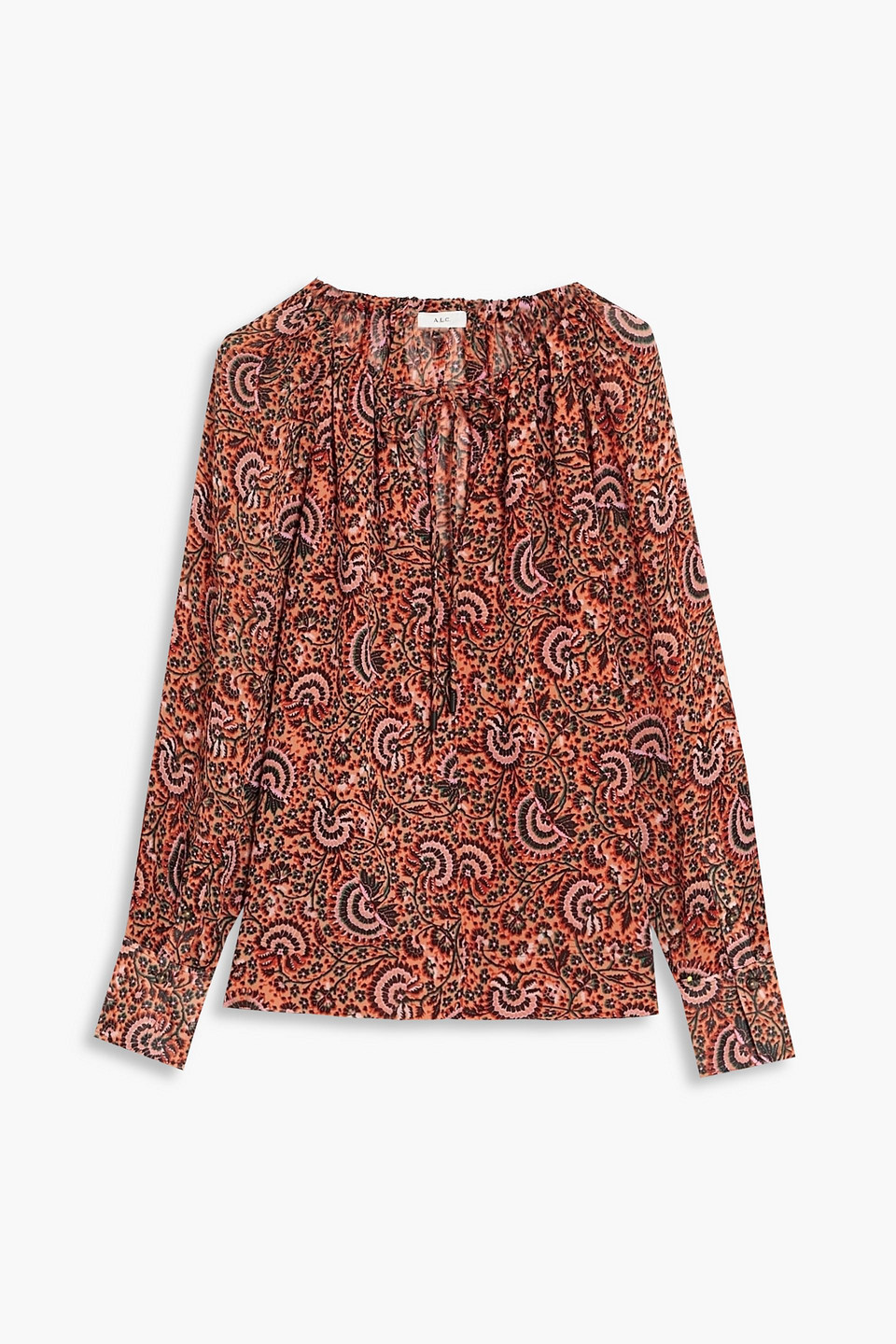 Bryce gathered printed silk-georgette blouse