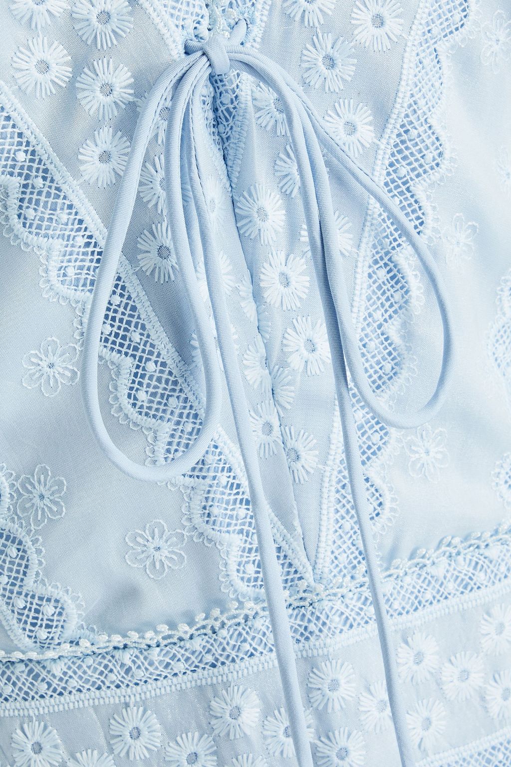 ML MONIQUE LHUILLIER Lace-up embroidered voile midi dress