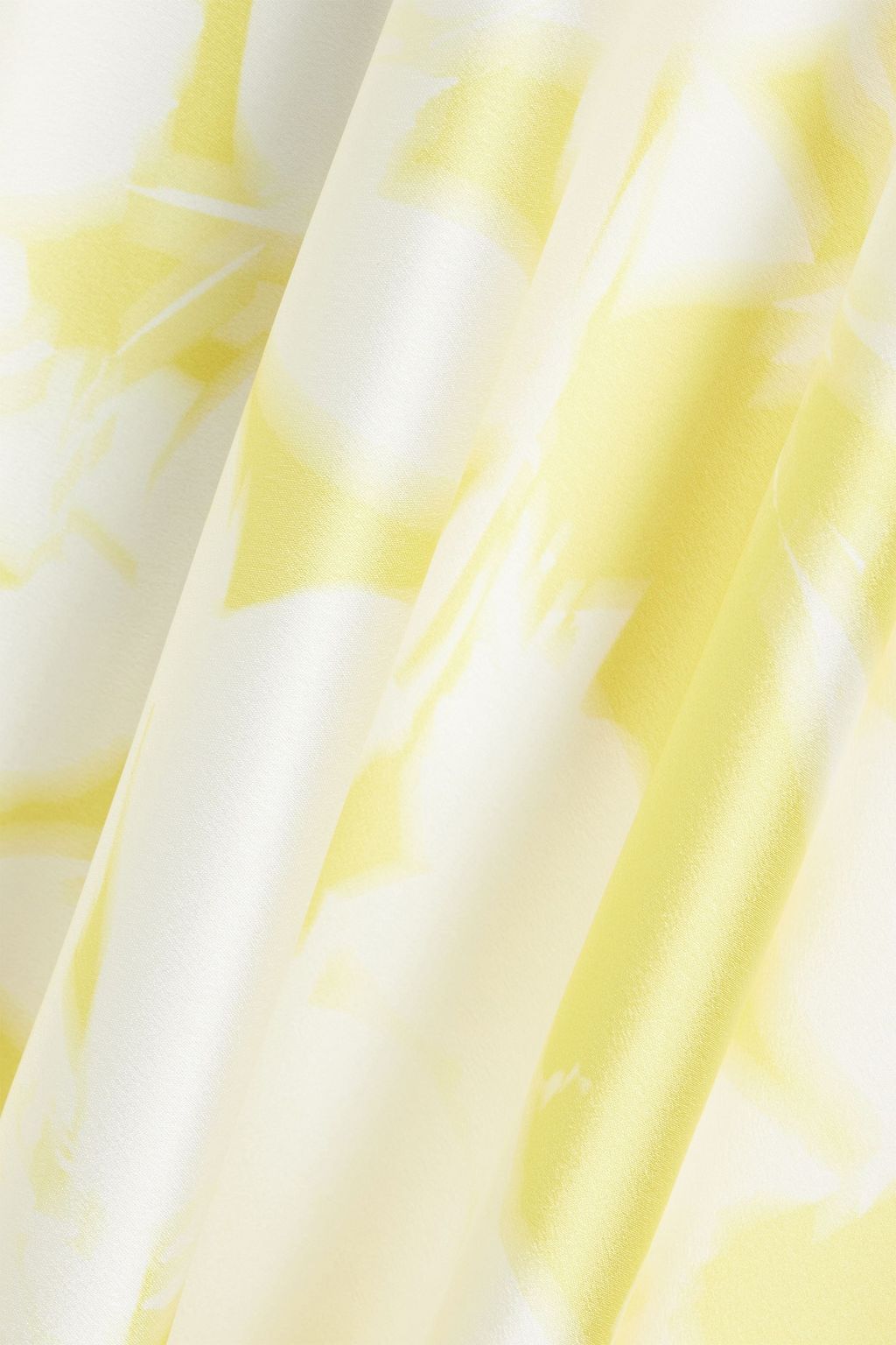 ML MONIQUE LHUILLIER サテンクレープ ミディワンピース ベルト付き プリント入り