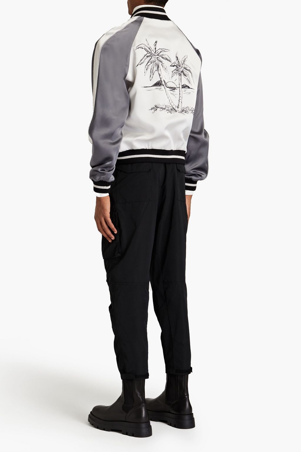 PALM ANGELS Embroidered satin-crepe bomber jacket