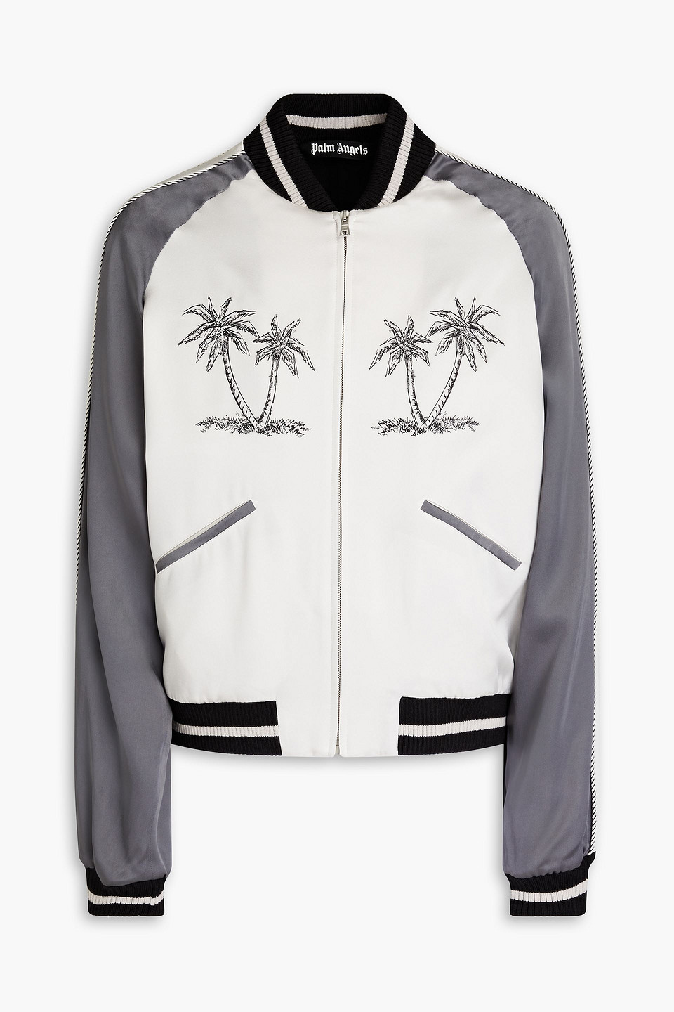 Palm Angels Palms Souvenir Bomber Jacket Men In Light Gray