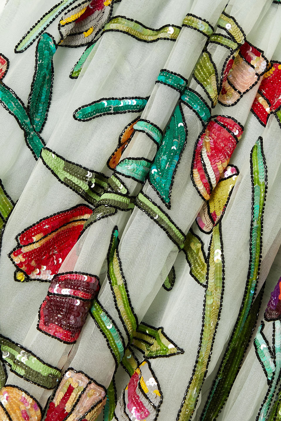 ASHISH EMBELLISHED SILK-ORGANZA MIDI SKIRT