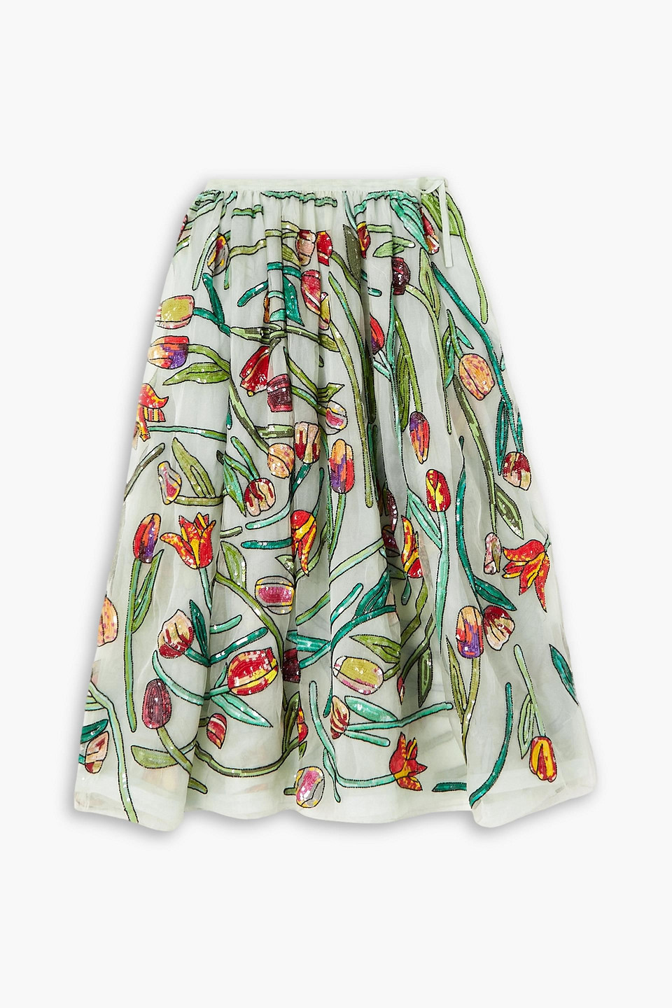 ASHISH EMBELLISHED SILK-ORGANZA MIDI SKIRT