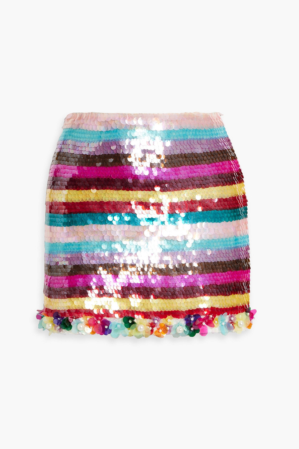 Ashish Striped Sequined Georgette Mini Skirt In Multicolor