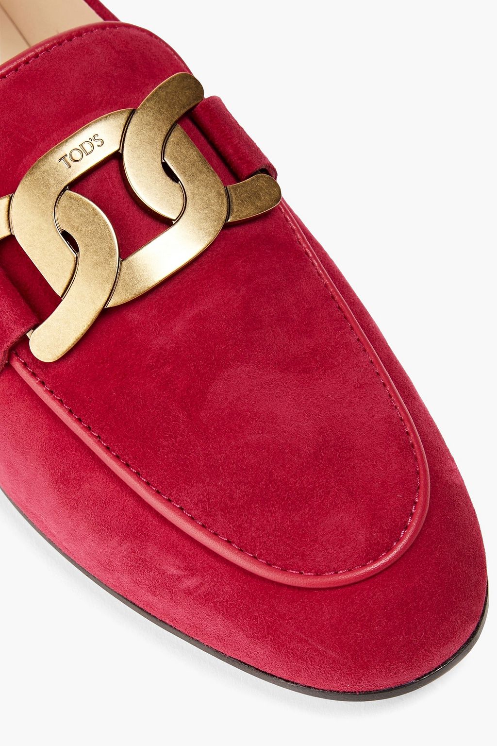TOD'S Chain-embellished suede loafers