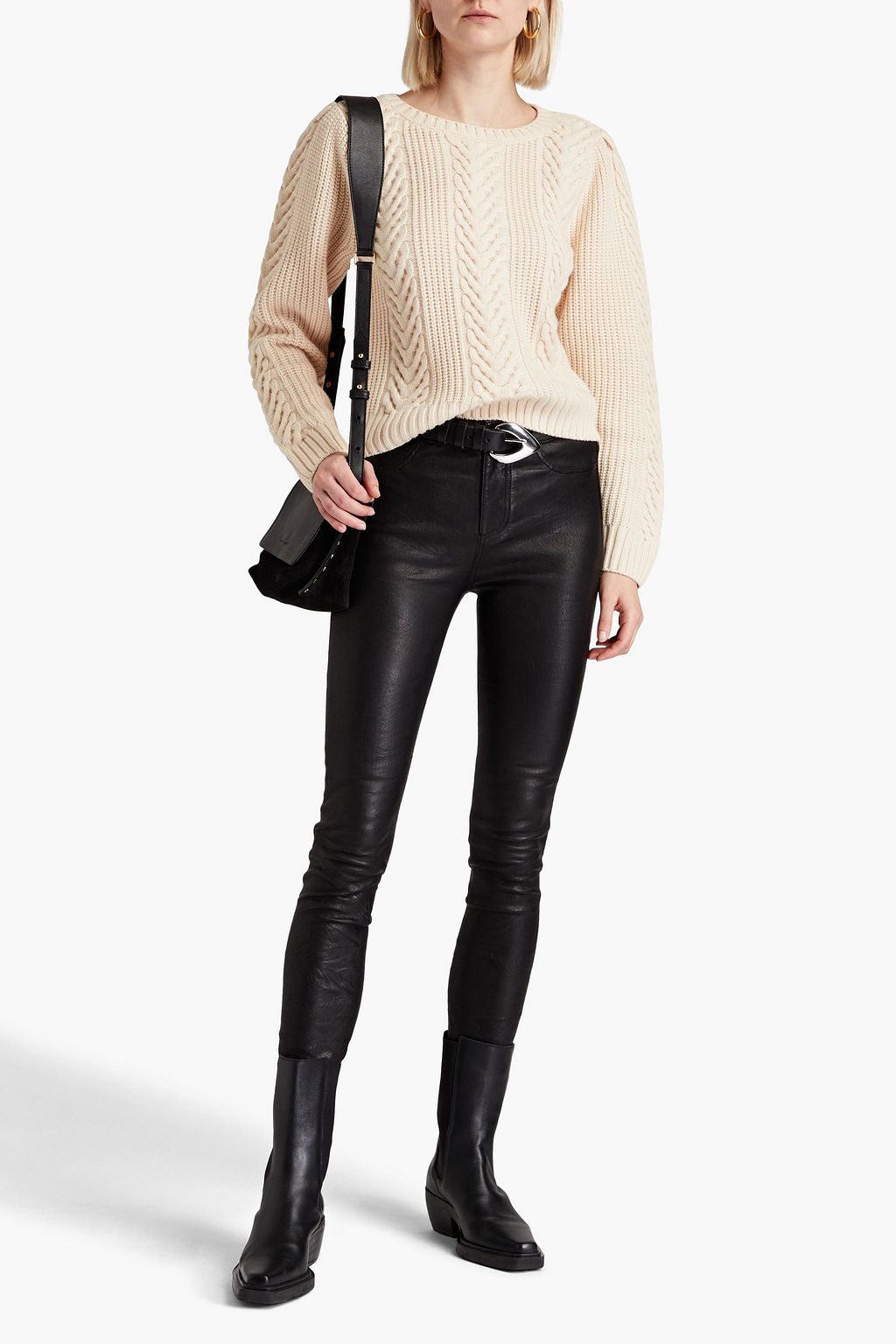 PAIGE Hoxton crinkled leather skinny pants THE