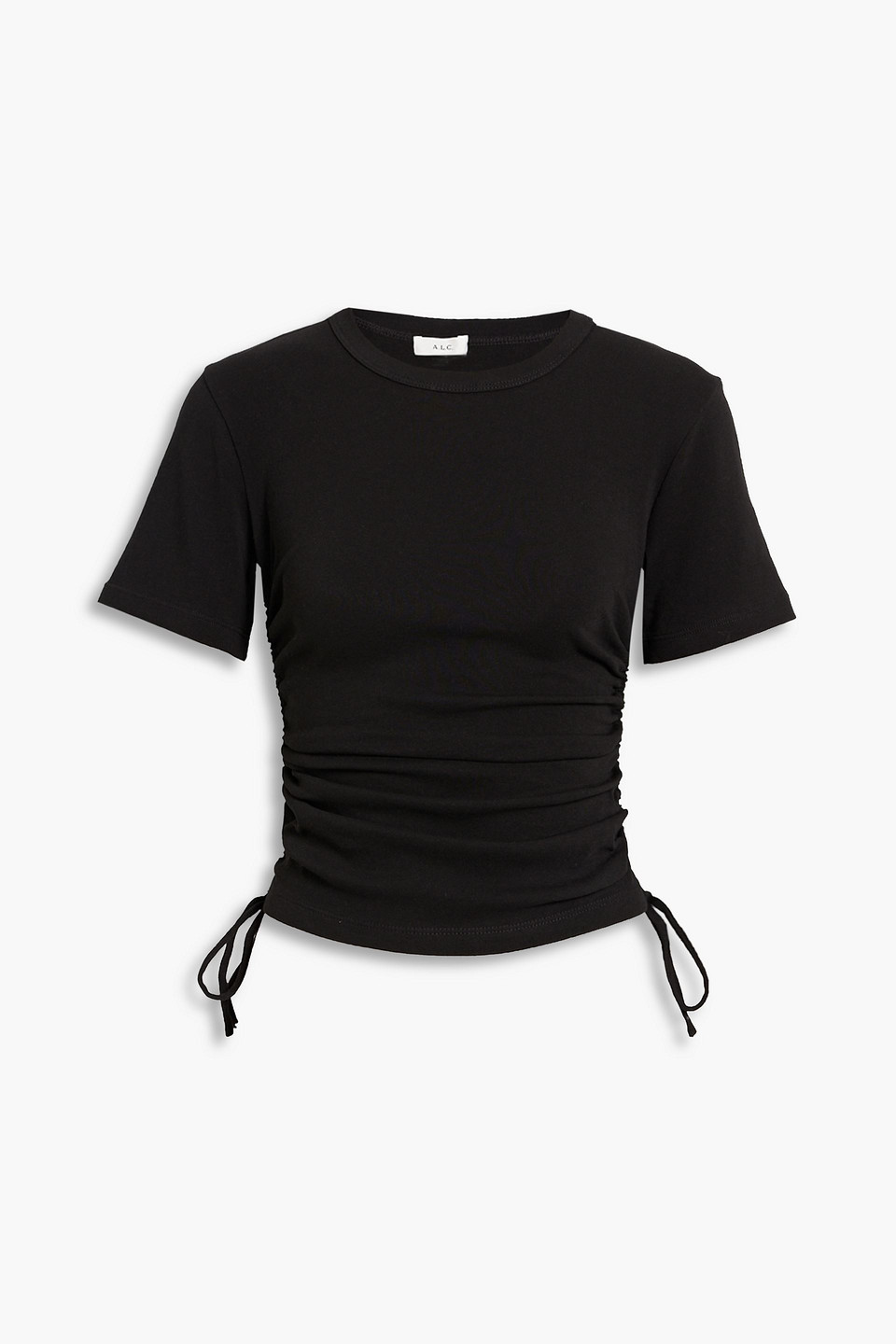 A.l.c Austin Ruched Stretch-cotton Jersey T-shirt In Black | ModeSens