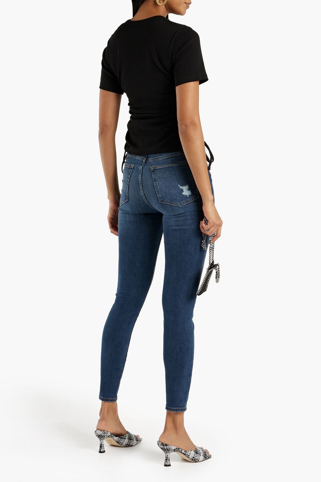 GOOD AMERICAN Good Waist distressed high-rise skinny jeans