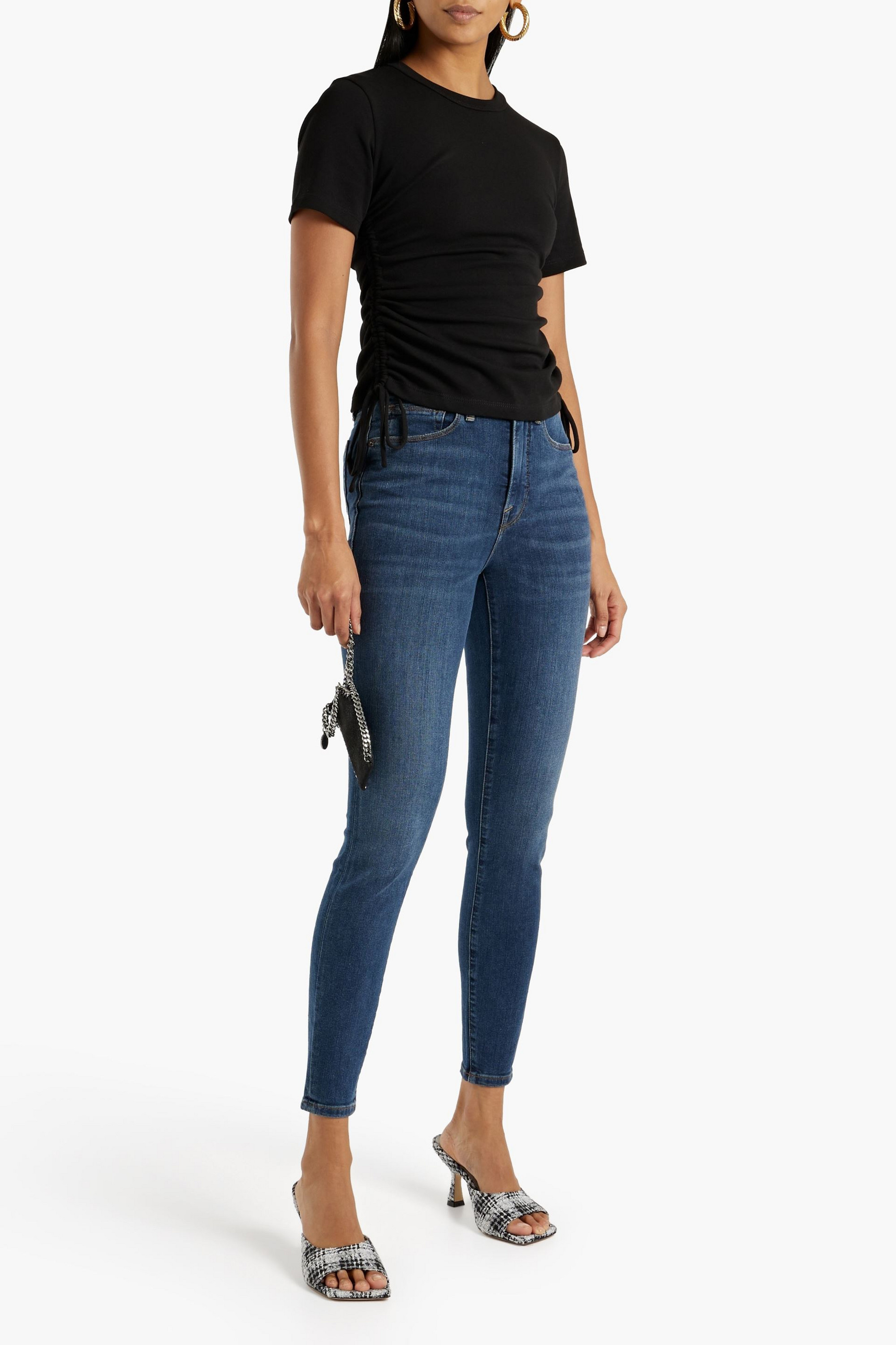 Good American Good Waist distressed high-rise skinny jeans