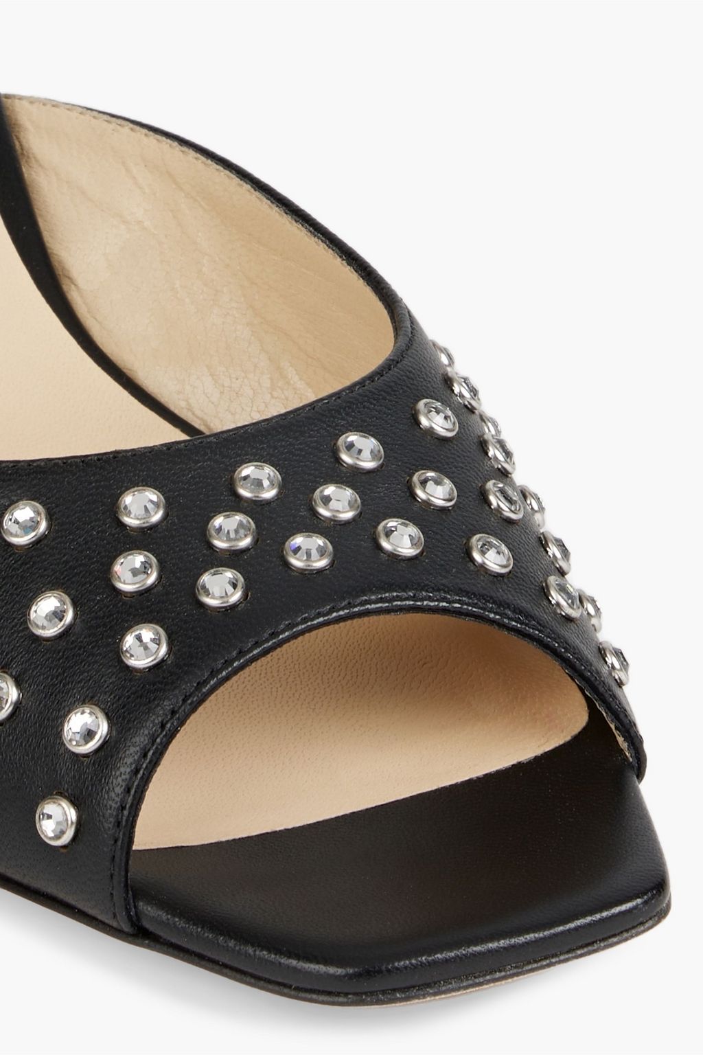 JIMMY CHOO حذاء ميول «جينكس 45» من الجلد بكعب مزين بالكريستال