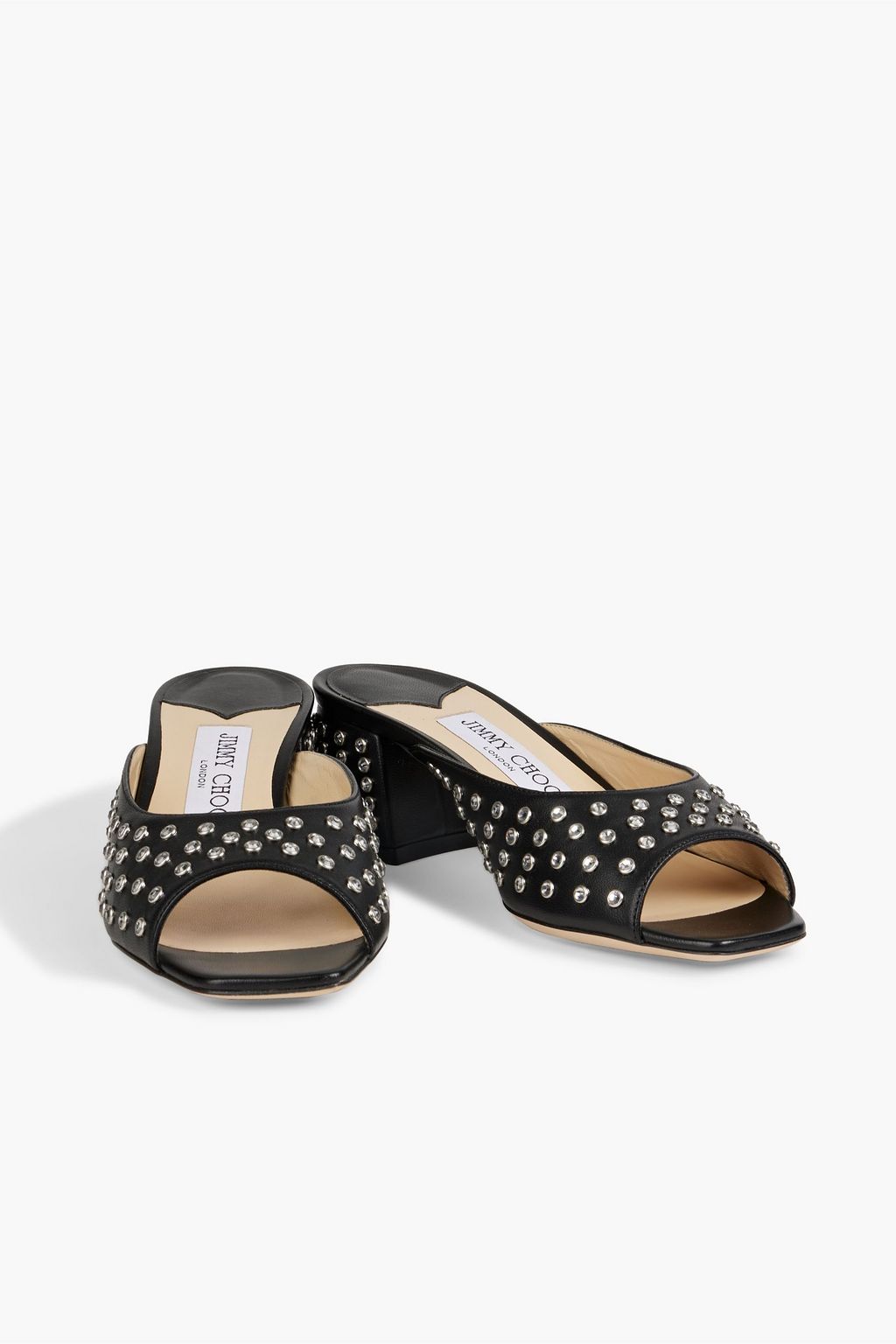 JIMMY CHOO حذاء ميول «جينكس 45» من الجلد بكعب مزين بالكريستال