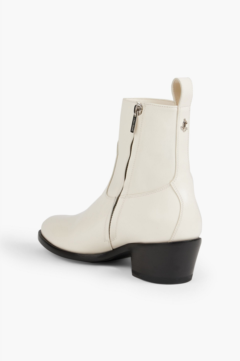 Shop Jimmy Choo Jesse Glossed-leather Ankle Boots In Ecru