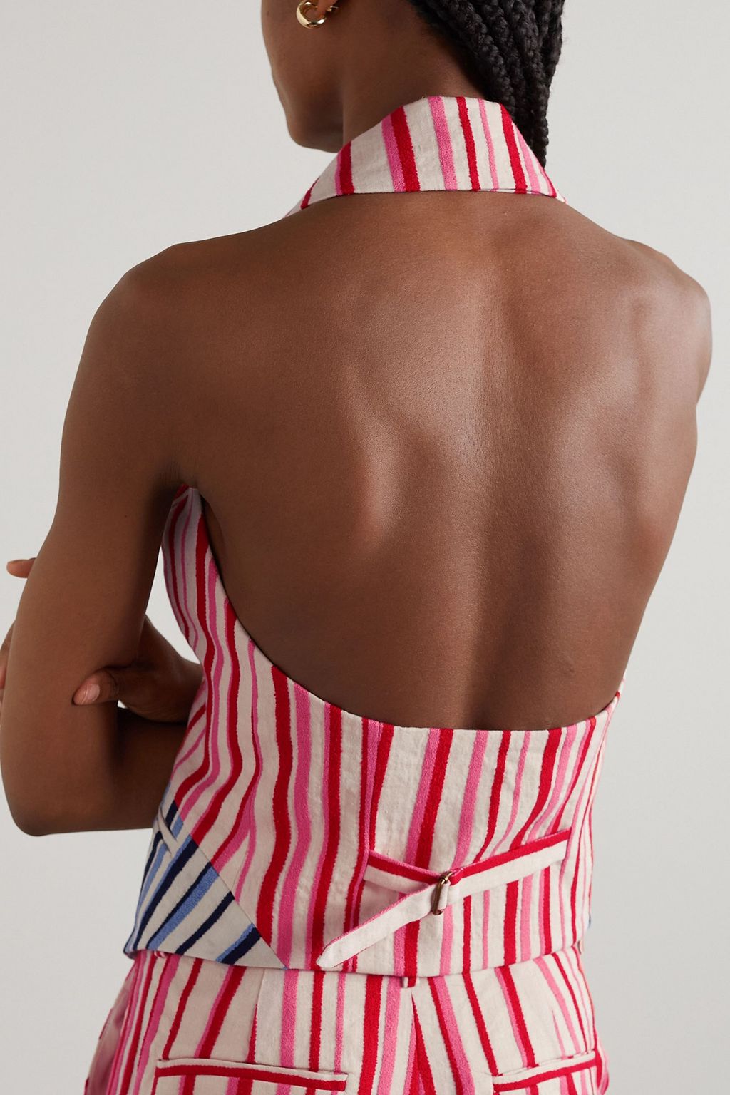 ROSIE ASSOULIN Striped linen and cotton-blend bouclé-jacquard vest