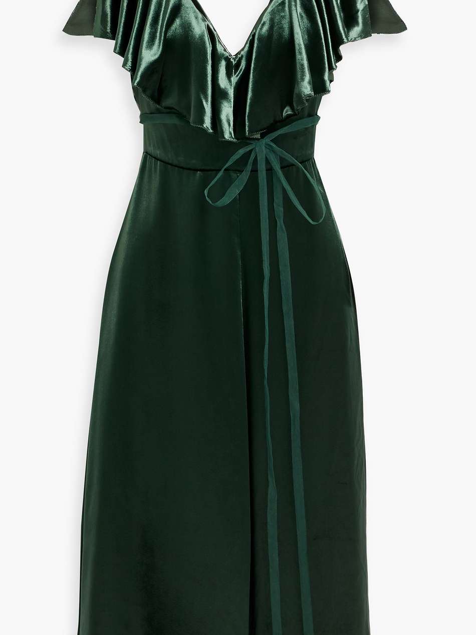 ruffled velvet midi dress