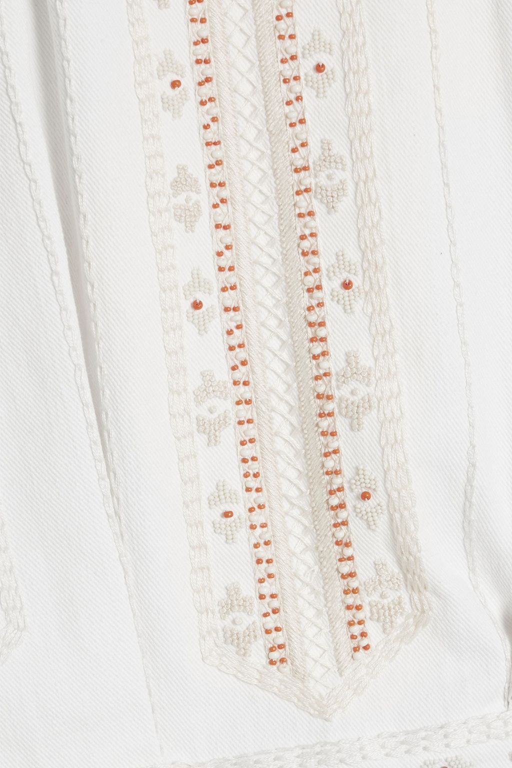 VALENTINO GARAVANI Bead-embellished denim playsuit