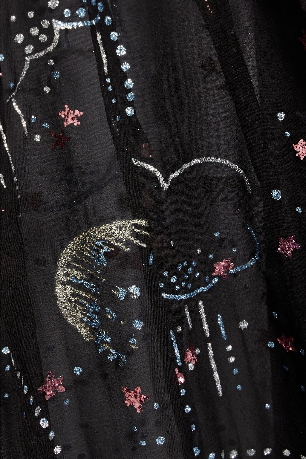 VALENTINO GARAVANI Wrap-effect glittered silk-chiffon midi dress
