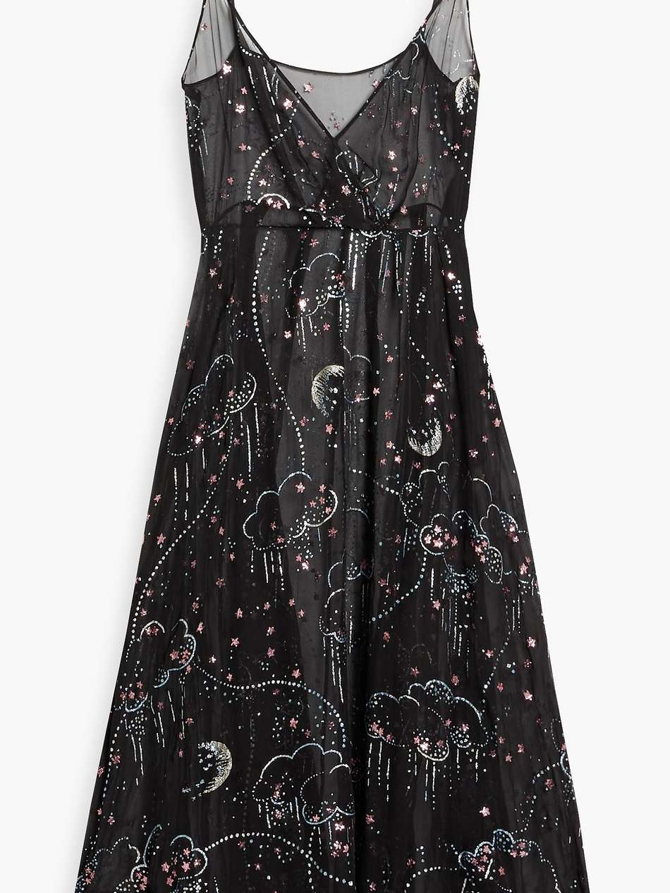 wrap-effect glittered silk-chiffon midi dress