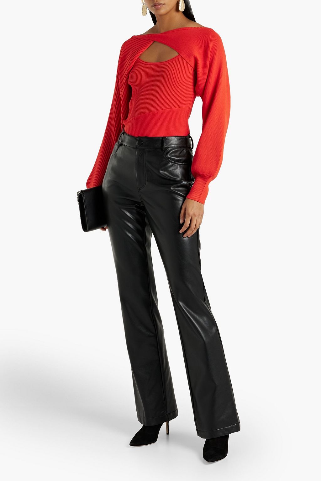 NICHOLAS Layered ribbed-knit top