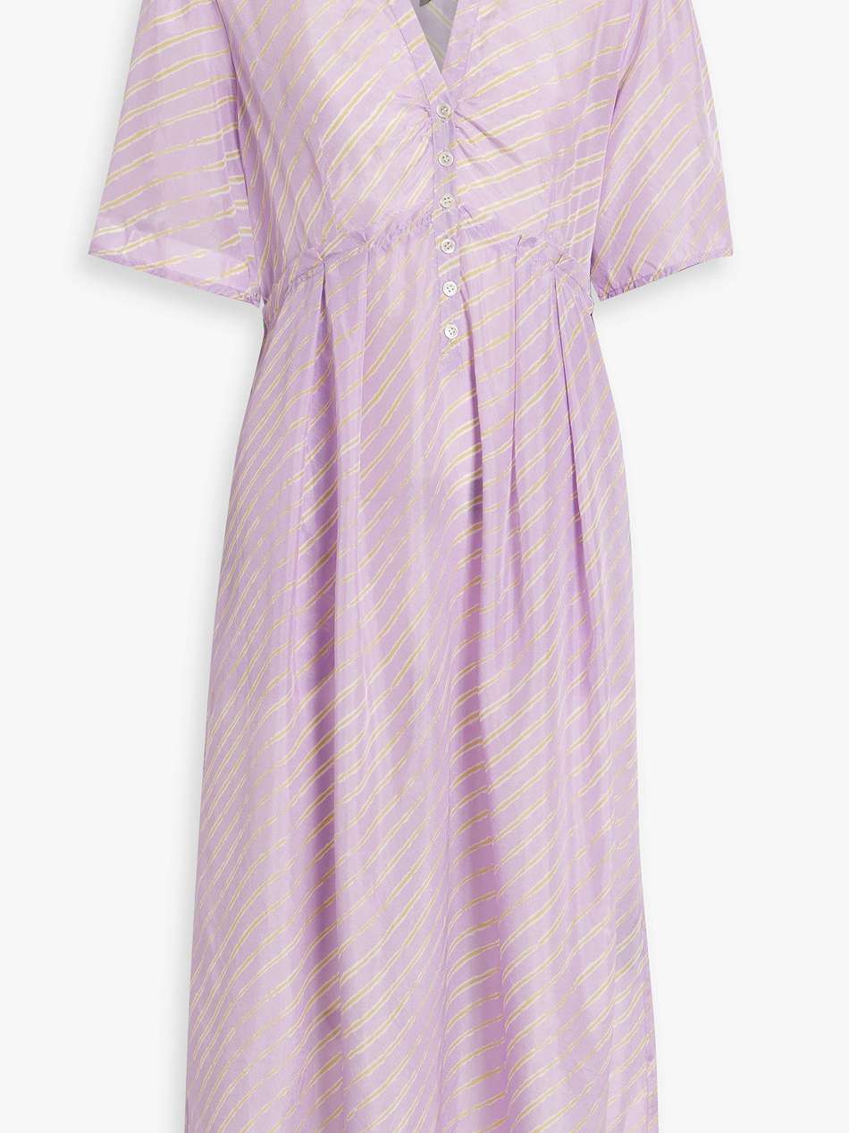 striped silk-twill midi dress