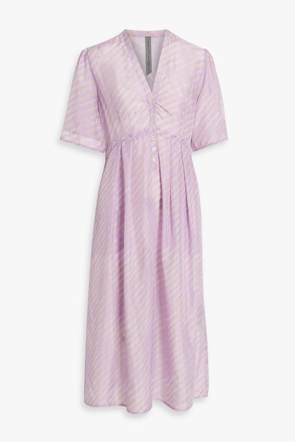 Raquel Allegra Striped Silk-twill Midi Dress In Lilac