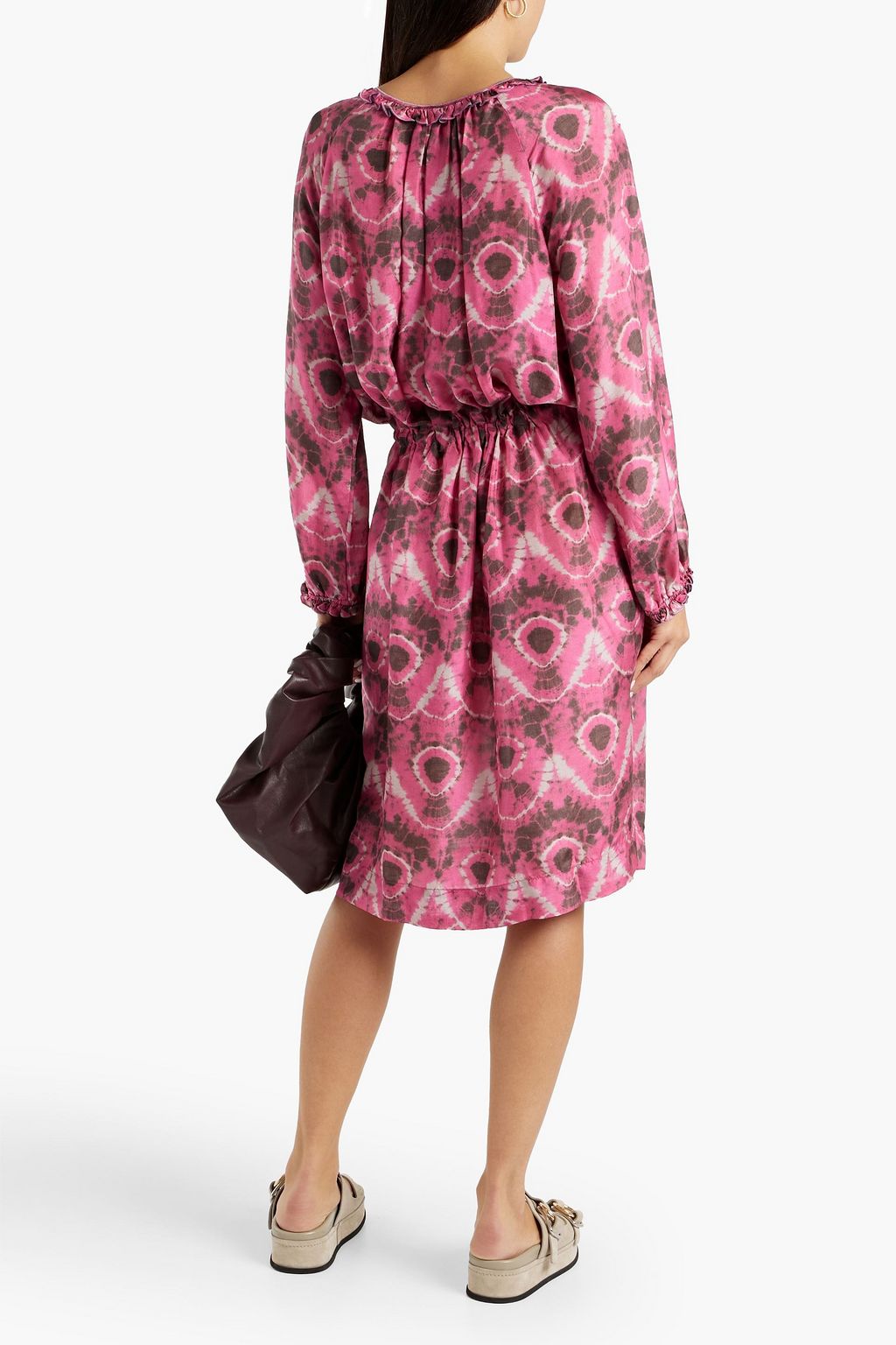 RAQUEL ALLEGRA Gathered tie-dyed silk-crepe dress
