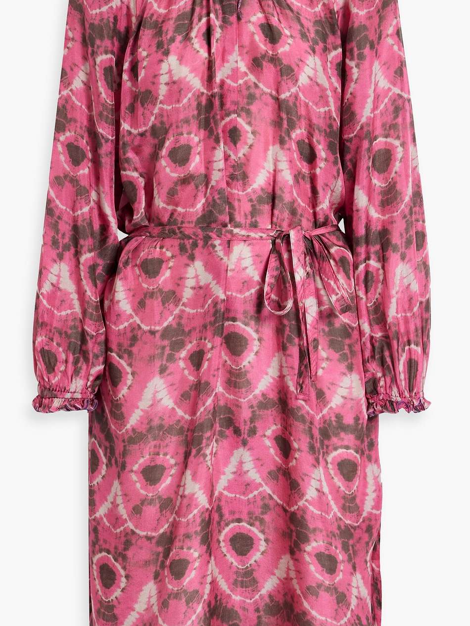gathered tie-dyed silk-crepe dress
