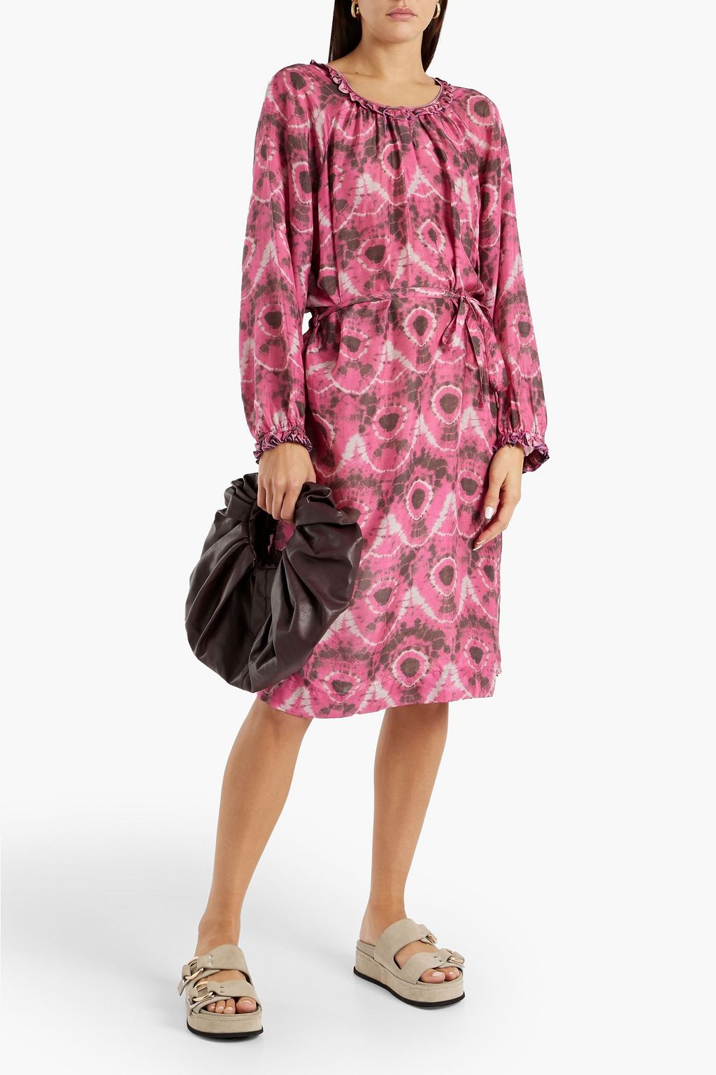RAQUEL ALLEGRA Gathered tie-dyed silk-crepe dress