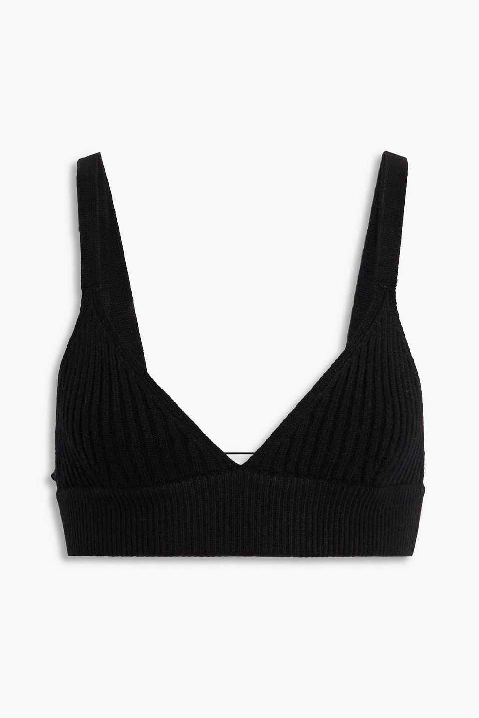 Michael Kors Ribbed Cashmere-blend Bra Top In Nocolor