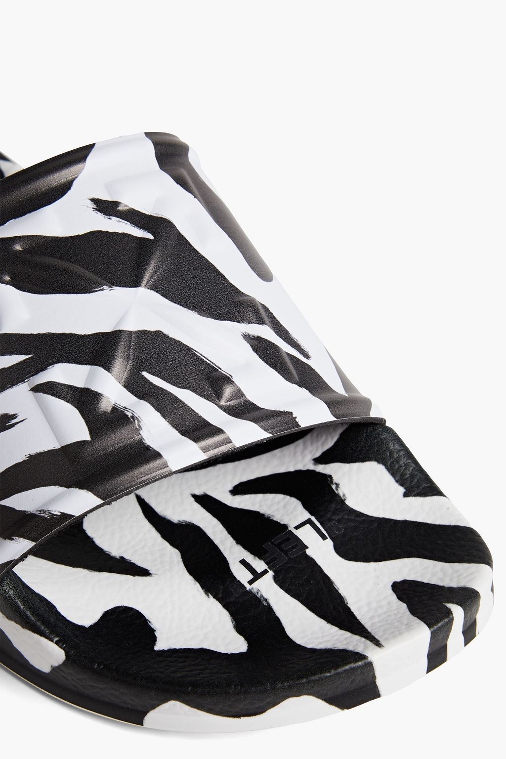 OFF-WHITE™ Zebra-print logo-embossed faux leather slides