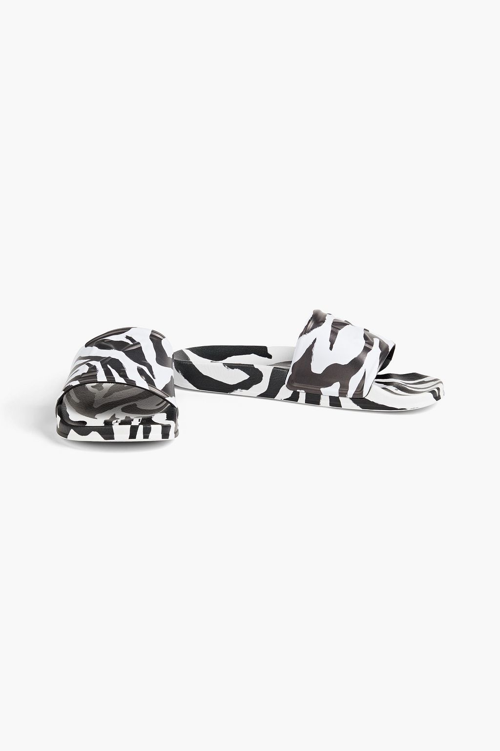 OFF-WHITE™ Zebra-print logo-embossed faux leather slides