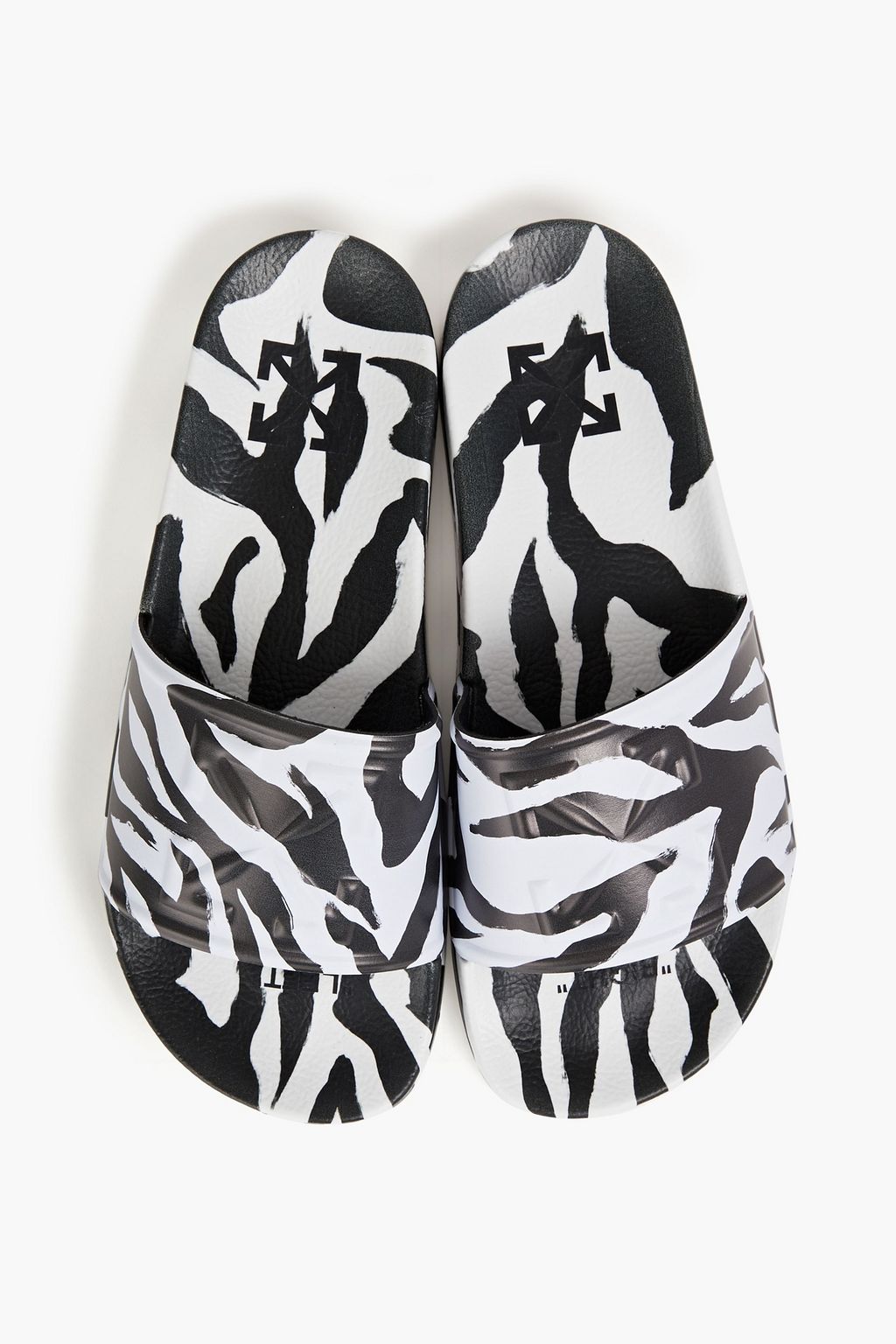 OFF-WHITE™ Zebra-print logo-embossed faux leather slides