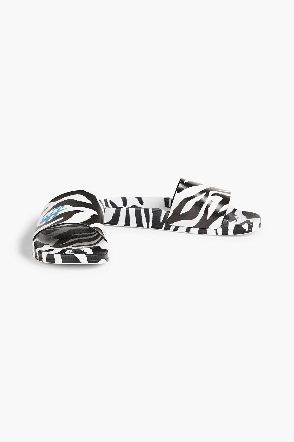 OFF-WHITE™ 프린트 인조 가죽 슬라이드 샌들